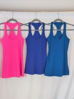 BUNDLE 3 Lululemon Cool Racerback Tanks Pink Blue Teal | PTP 12"